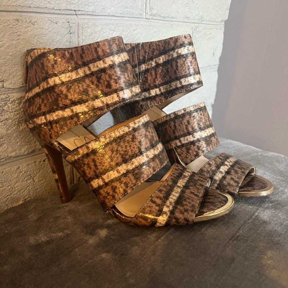 Jessica Simpson Brown Tan High Heeled Sandals